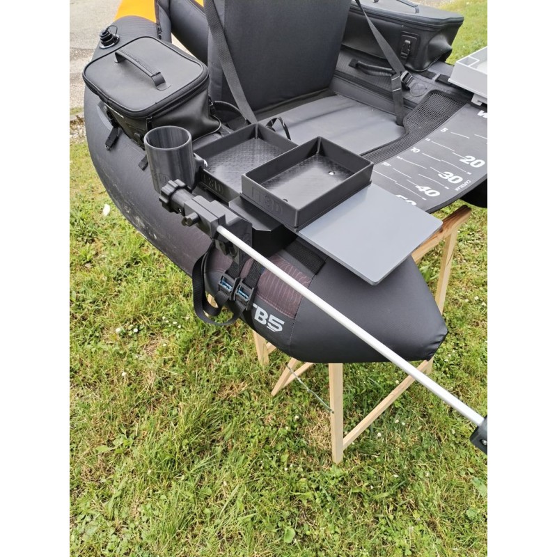 FLTB5 XXL Support écho sondeur + support canette (et autres float tubes avec boudins de 350mm +/-30mm)